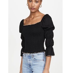 Never worn! Moon River Long Sleeve Smocked Top in Size M